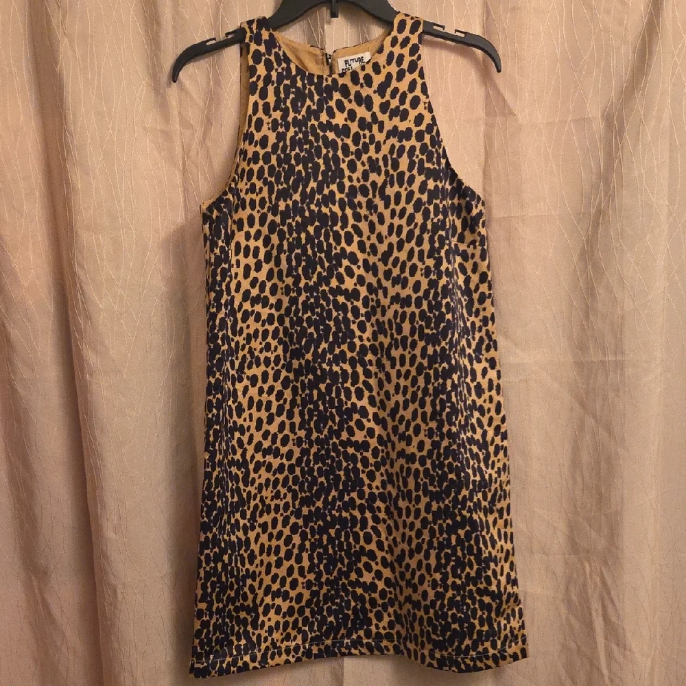 Tan‎ and Cream Leopard Print Halter Mini Sheath Dress